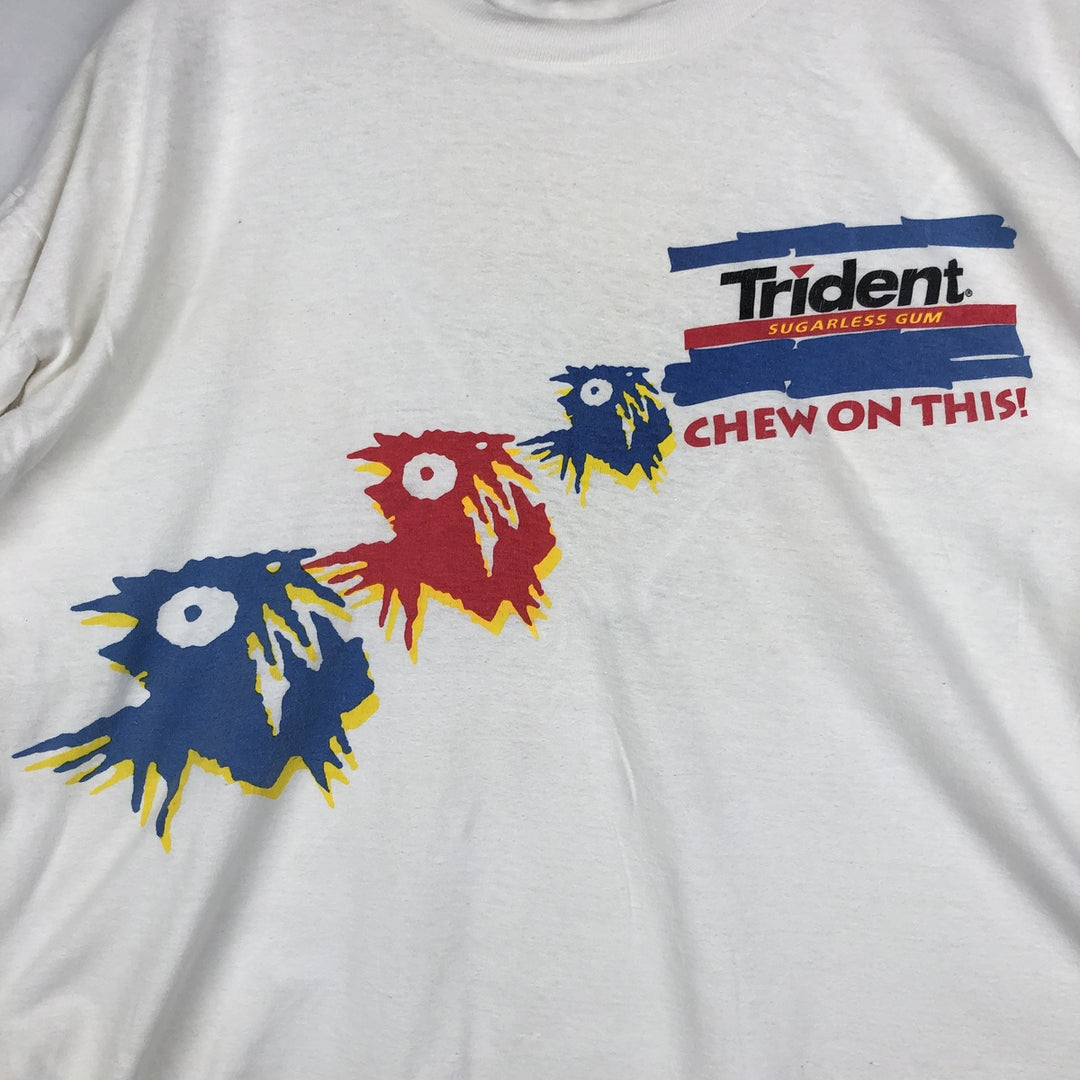 ~90'S Trident Advertising T-Shirt, Men's XL equivalent, Vintage cotton white type Vintage Second Hand