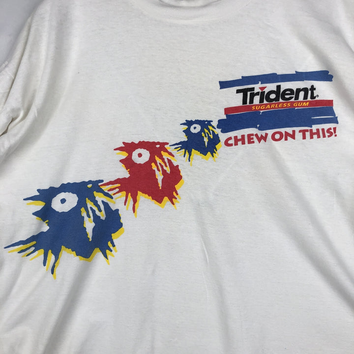 ~90'S Trident Advertising T-Shirt, Men's XL equivalent, Vintage cotton white type Vintage Second Hand