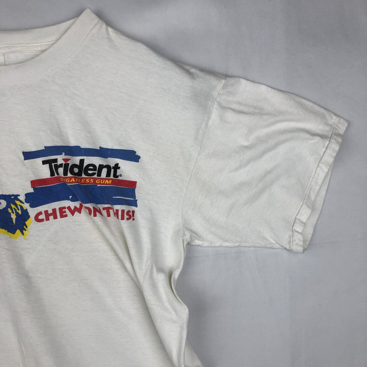 ~90'S Trident Advertising T-Shirt, Men's XL equivalent, Vintage cotton white type Vintage Second Hand
