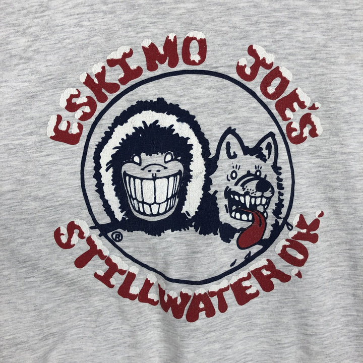 80'S Hanes BEEFY-T Blue Tag Eskimo Joe's Advertising T-Shirt, Made in USA, Men's XL equivalent. cotton gray type Vintage Second Hand