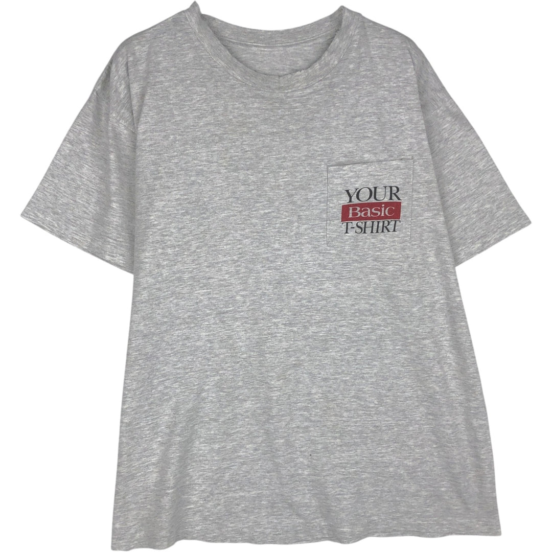 90'S YOUR Basic T-SHIRT Printed T-Shirt, Men's XL equivalent, Vintage unclear gray type Vintage Second Hand
