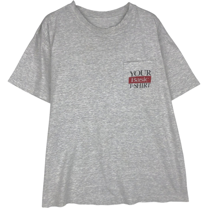 90'S YOUR Basic T-SHIRT Printed T-Shirt, Men's XL equivalent, Vintage unclear gray type Vintage Second Hand