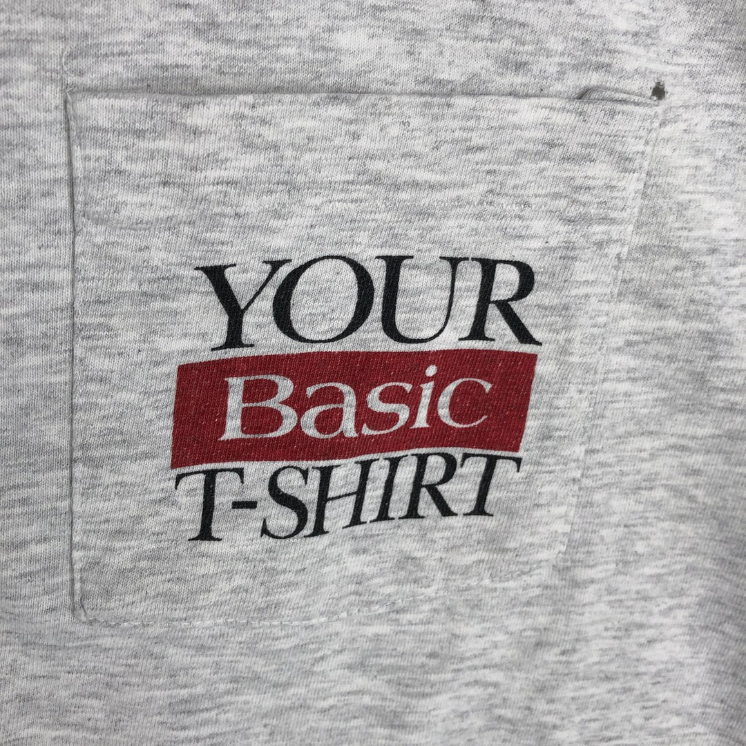 90'S YOUR Basic T-SHIRT Printed T-Shirt, Men's XL equivalent, Vintage unclear gray type Vintage Second Hand