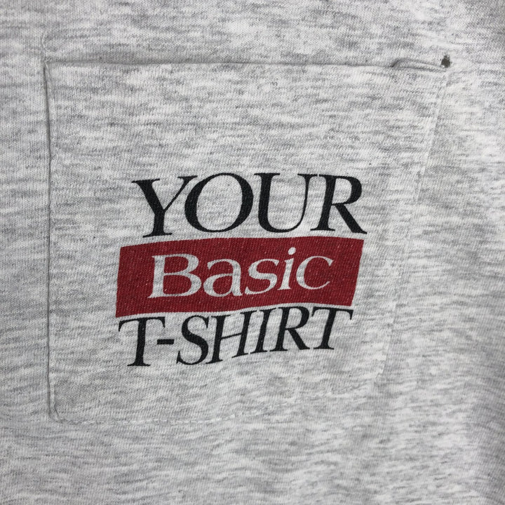 90'S YOUR Basic T-SHIRT Printed T-Shirt, Men's XL equivalent, Vintage unclear gray type Vintage Second Hand