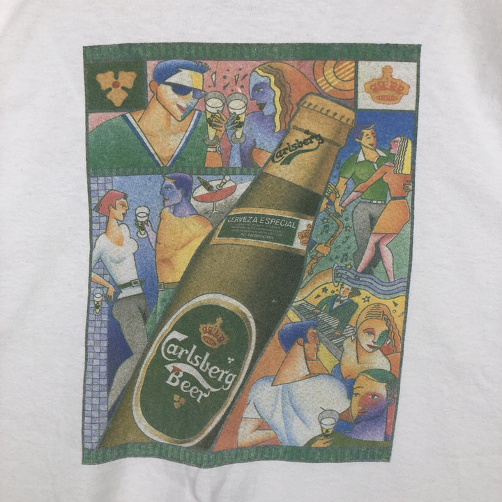 90'S Screen Stars Premium Carlsberg advertising T-shirt, made in Ireland, men's size XL equivalent. cotton white type Vintage Second Hand