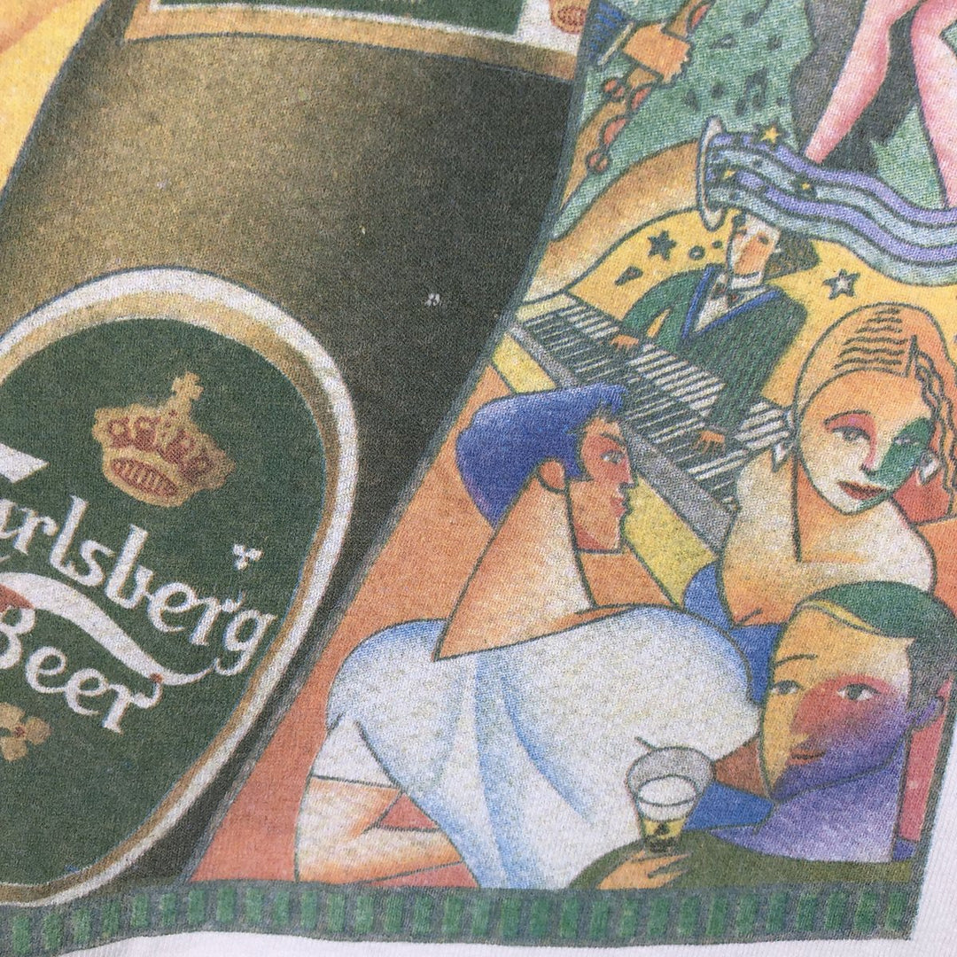 90'S Screen Stars Premium Carlsberg advertising T-shirt, made in Ireland, men's size XL equivalent. cotton white type Vintage Second Hand