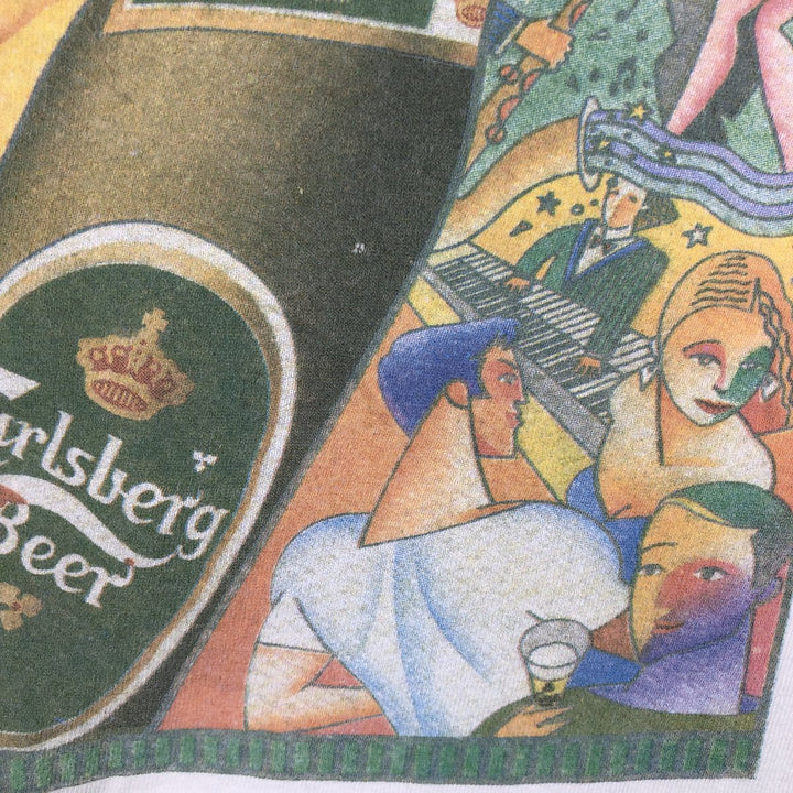 90'S Screen Stars Premium Carlsberg advertising T-shirt, made in Ireland, men's size XL equivalent. cotton white type Vintage Second Hand