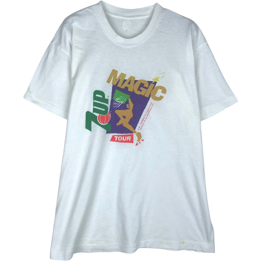 90'S 7UP Advertising T-Shirt, Men's Size L (approx.), Vintage unclear white type Vintage Second Hand