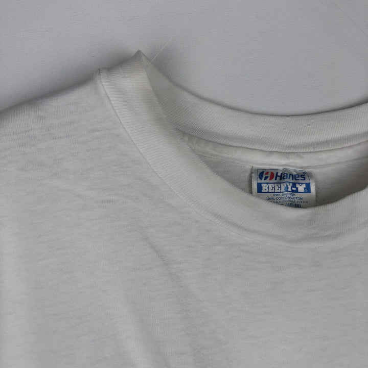 1980'S Hanes BEEFY-T Blue Tag NISSAN Advertising T-Shirt, Made in USA, Men's XL Equivalent, Vintage cotton white type Vintage Second Hand