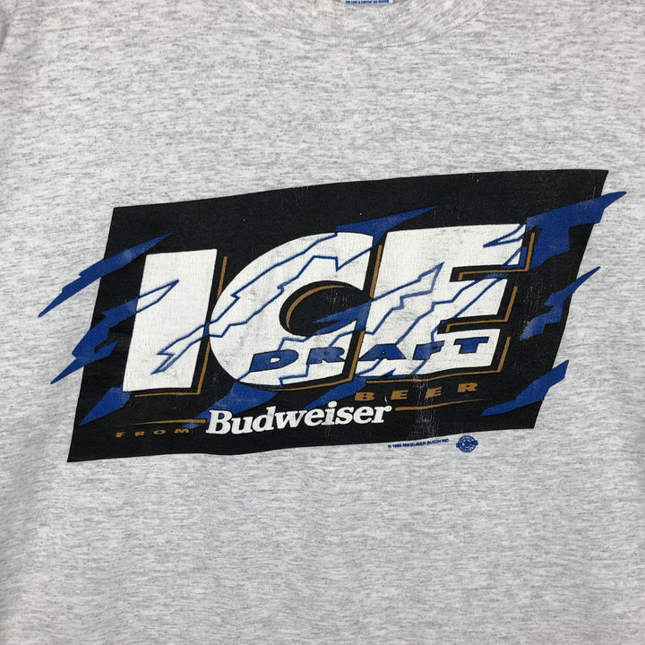 80s-90'S Jerzees Budweiser Advertising T-Shirt, Made in USA, Men's XL equivalent, Vintage cotton gray type Vintage Second Hand