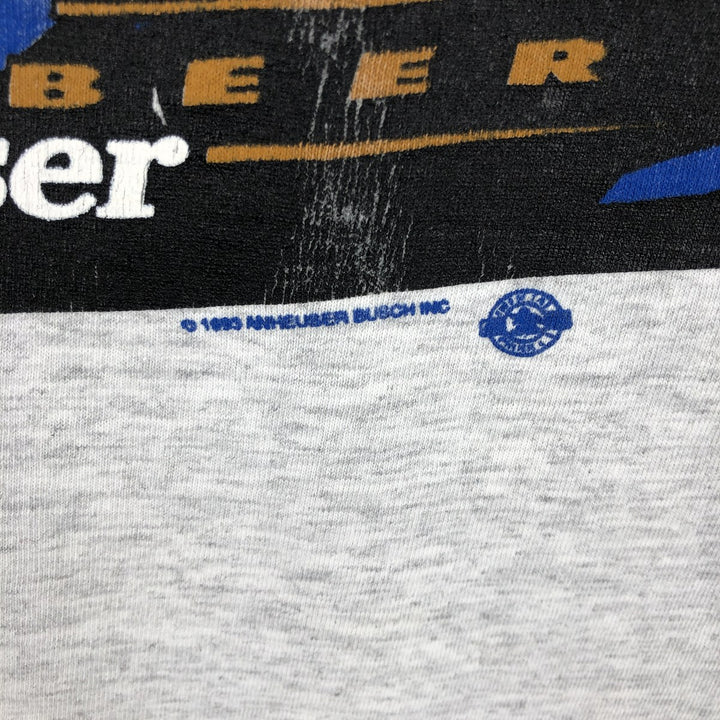 80s-90'S Jerzees Budweiser Advertising T-Shirt, Made in USA, Men's XL equivalent, Vintage cotton gray type Vintage Second Hand