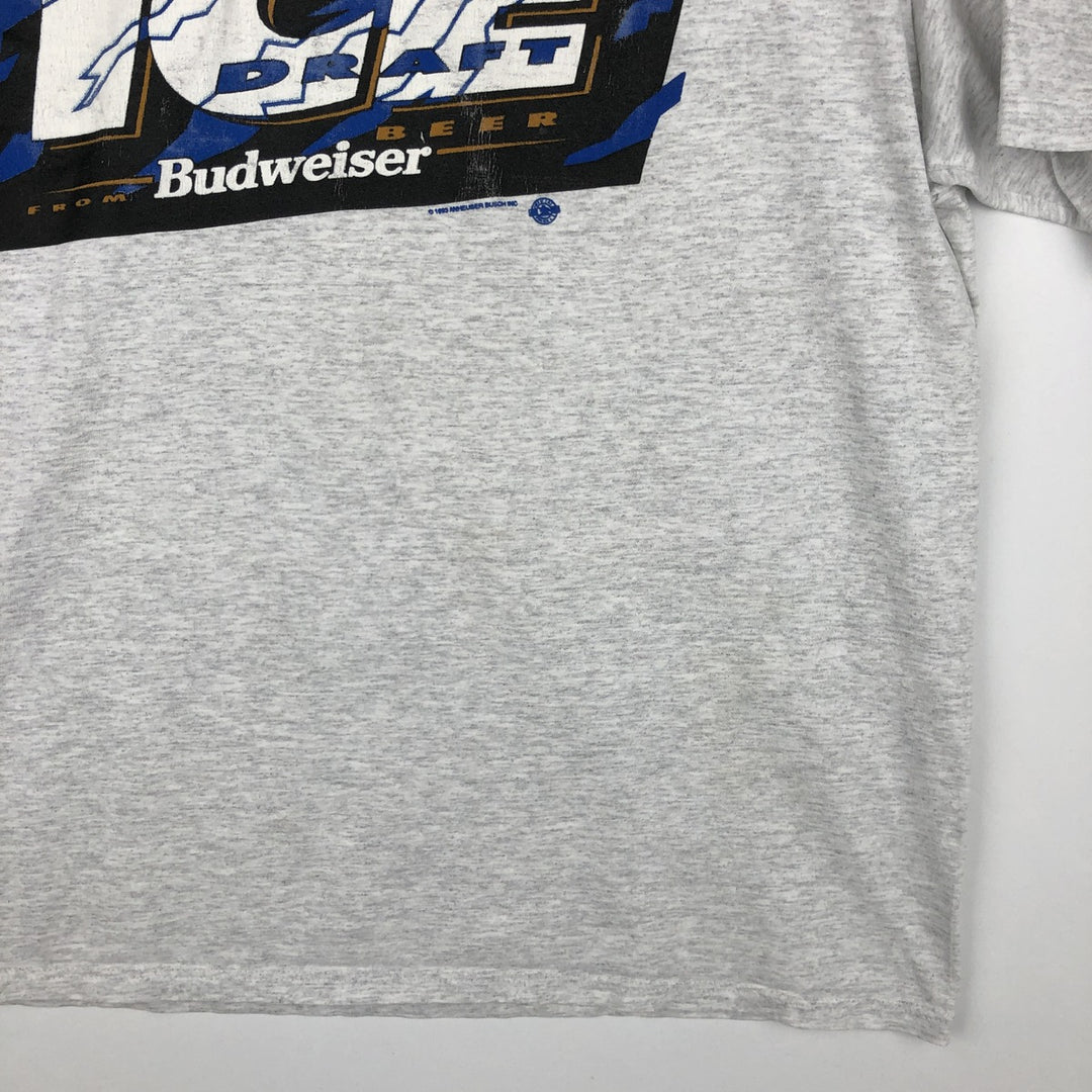 80s-90'S Jerzees Budweiser Advertising T-Shirt, Made in USA, Men's XL equivalent, Vintage cotton gray type Vintage Second Hand