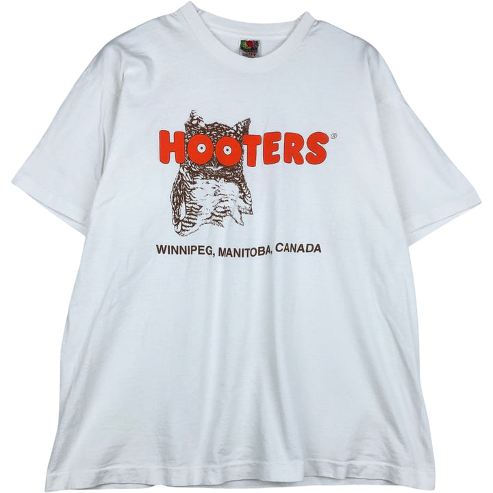 2000'S Fruit of the Loom Heavy Cotton Hooters Advertising T-Shirt, Made in Canada, Men's Size XL (approx.) cotton white type Vintage Second Hand
