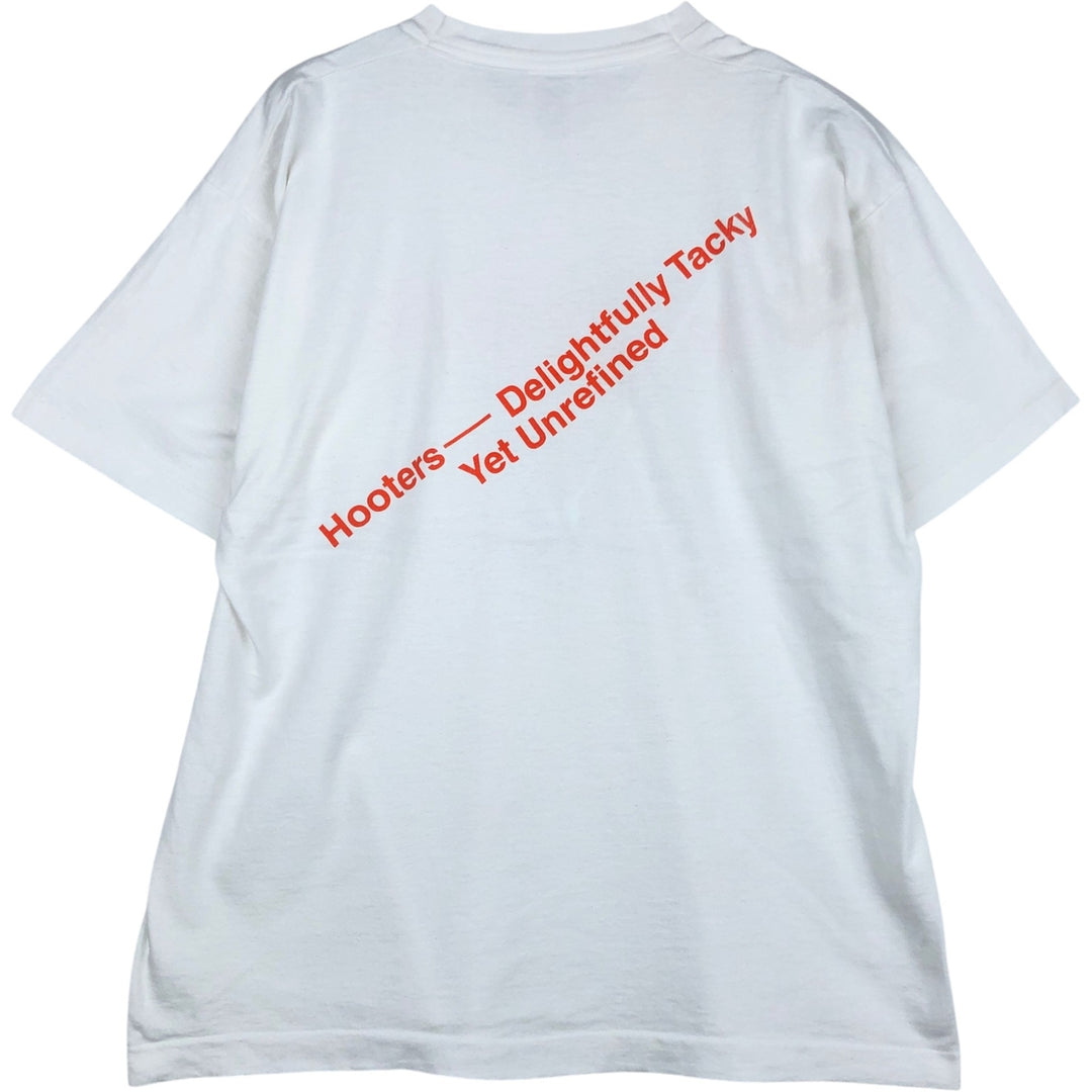 2000'S Fruit of the Loom Heavy Cotton Hooters Advertising T-Shirt, Made in Canada, Men's Size XL (approx.) cotton white type Vintage Second Hand