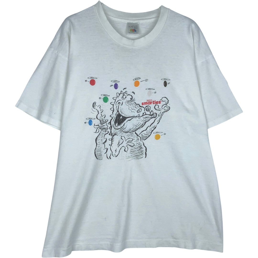 90'S Fruit of the Loom SMARTIES Advertising T-Shirt, Made in Canada, Men's XL equivalent, Vintage cotton white type Vintage Second Hand