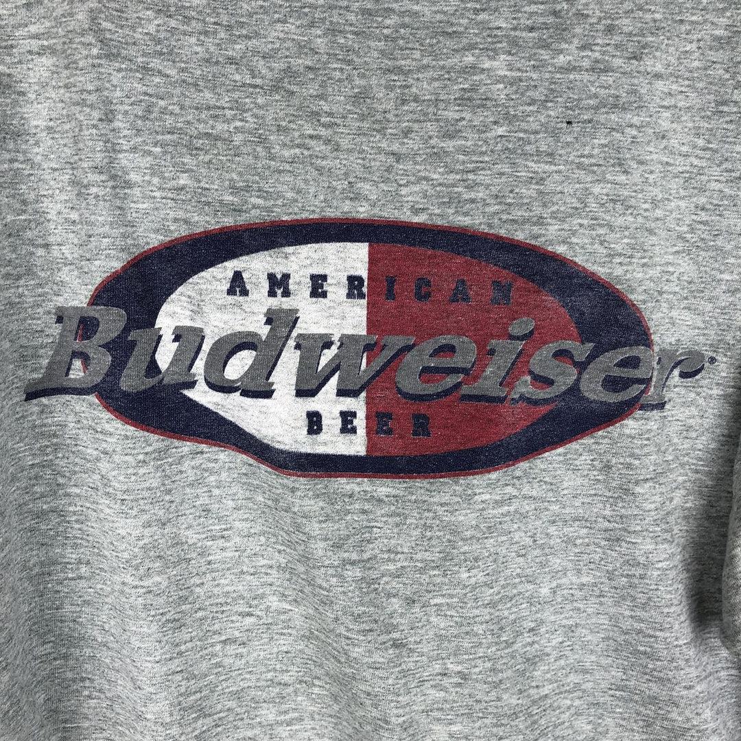 2000'S Fruit of the Loom Lofteez Budweiser advertising T-shirt, men's size XL (approx.) cotton gray type Vintage Second Hand