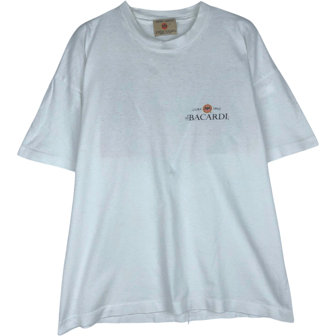 90'S BACARDI Advertising T-shirt, Men's XL equivalent, Vintage unclear white type Vintage Second Hand