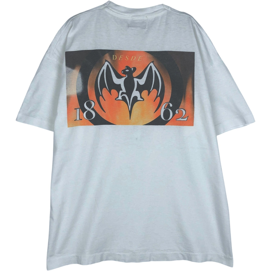 90'S BACARDI Advertising T-shirt, Men's XL equivalent, Vintage unclear white type Vintage Second Hand