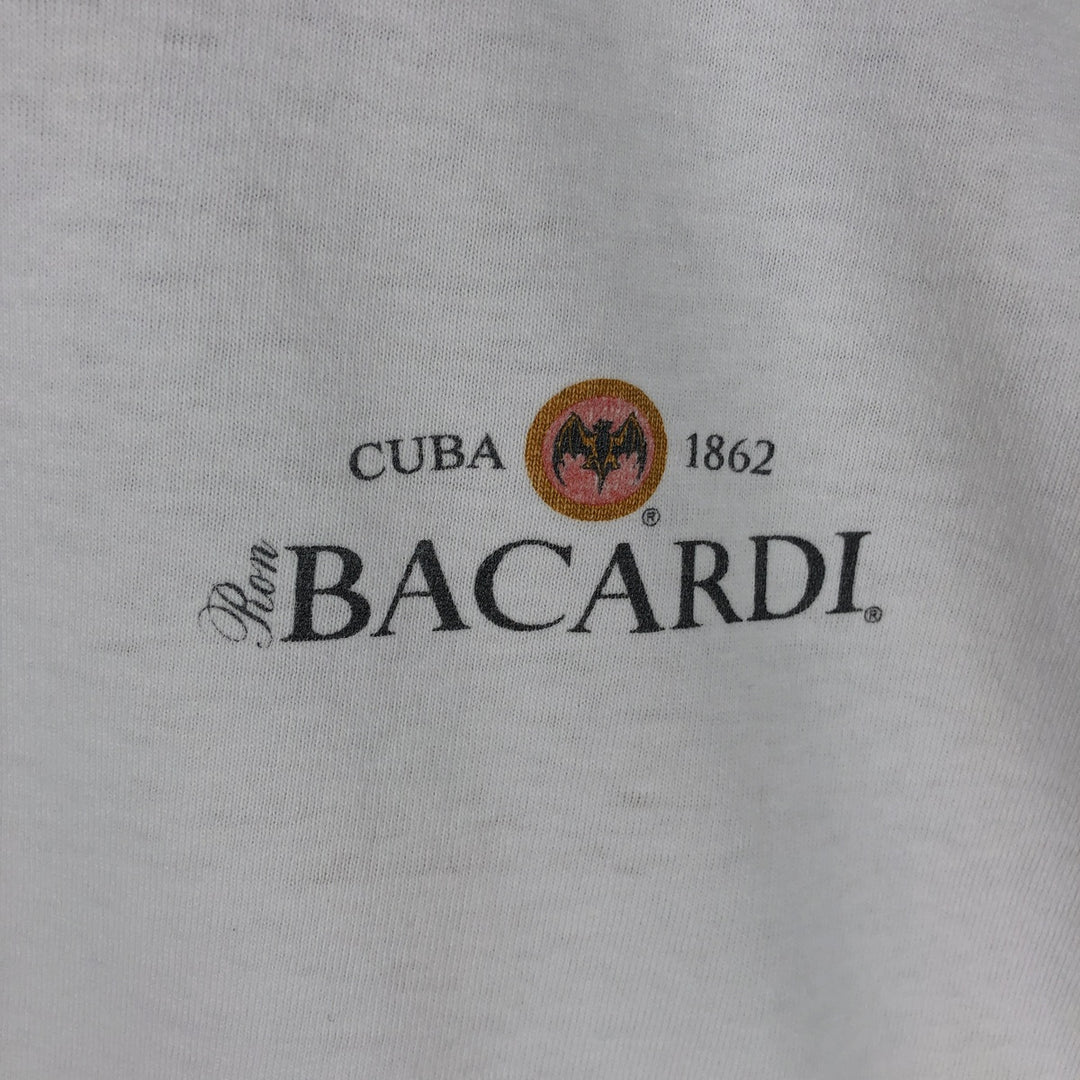90'S BACARDI Advertising T-shirt, Men's XL equivalent, Vintage unclear white type Vintage Second Hand