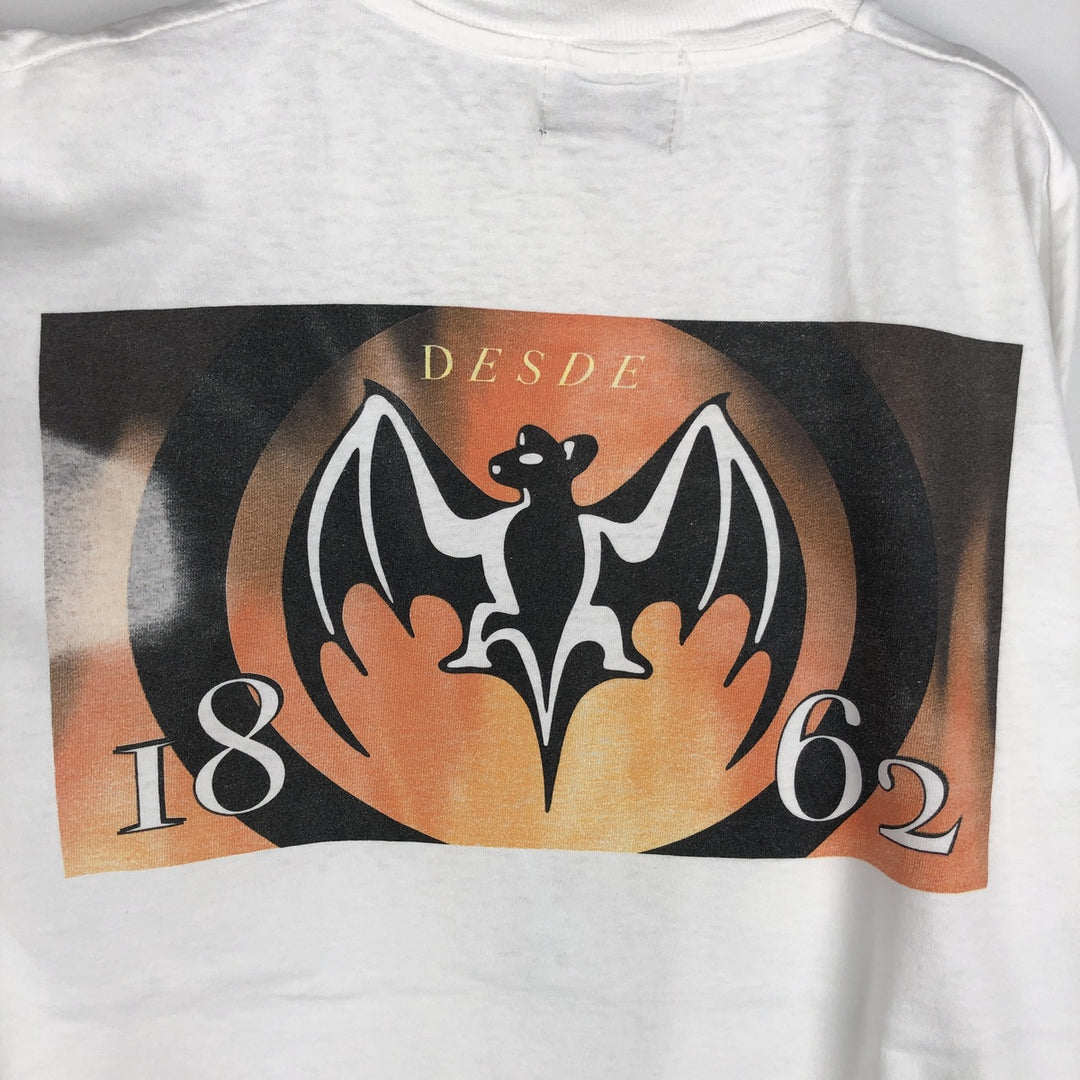 90'S BACARDI Advertising T-shirt, Men's XL equivalent, Vintage unclear white type Vintage Second Hand