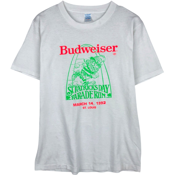 90'S SUGAR CREEK BUDWEISER Advertising T-Shirt, Made in USA, Men's Size L (Equivalent), Vintage cotton white type Vintage Second Hand