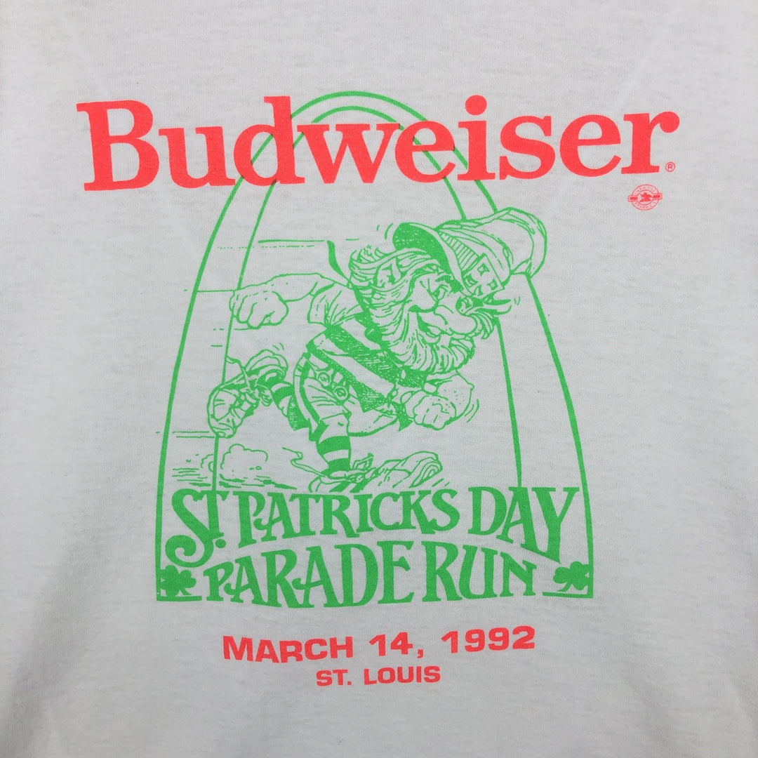 90'S SUGAR CREEK BUDWEISER Advertising T-Shirt, Made in USA, Men's Size L (Equivalent), Vintage cotton white type Vintage Second Hand