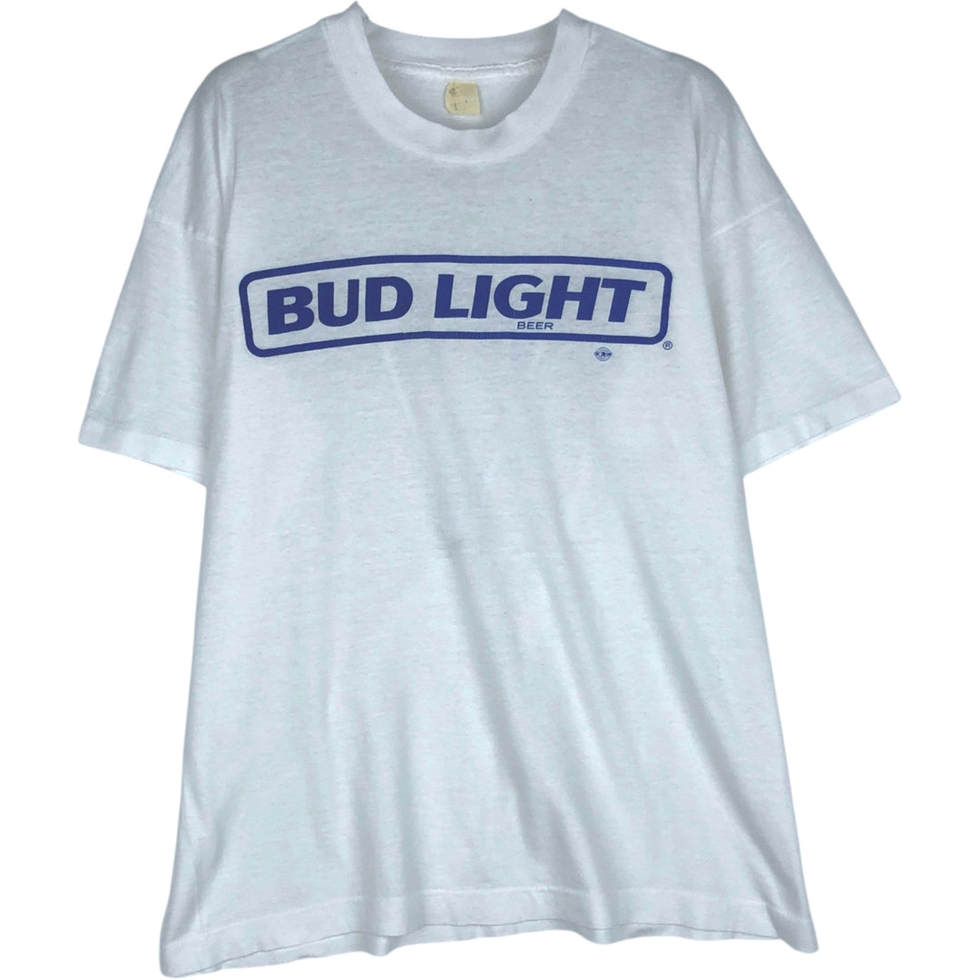 ~90'S BUD LIGHT Advertising T-Shirt, Men's Size M (approx.), Vintage unclear white type Vintage Second Hand