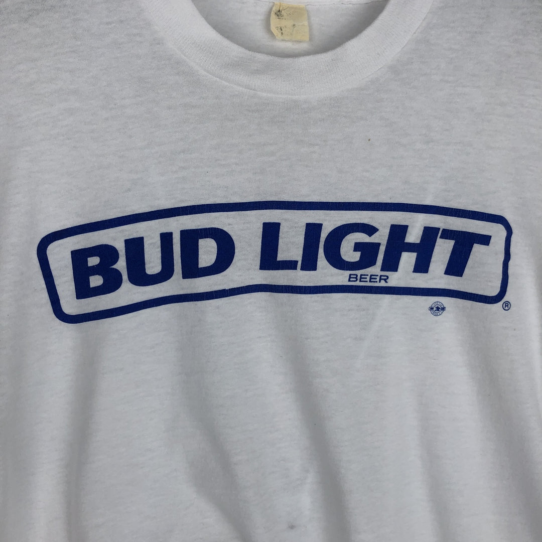 ~90'S BUD LIGHT Advertising T-Shirt, Men's Size M (approx.), Vintage unclear white type Vintage Second Hand