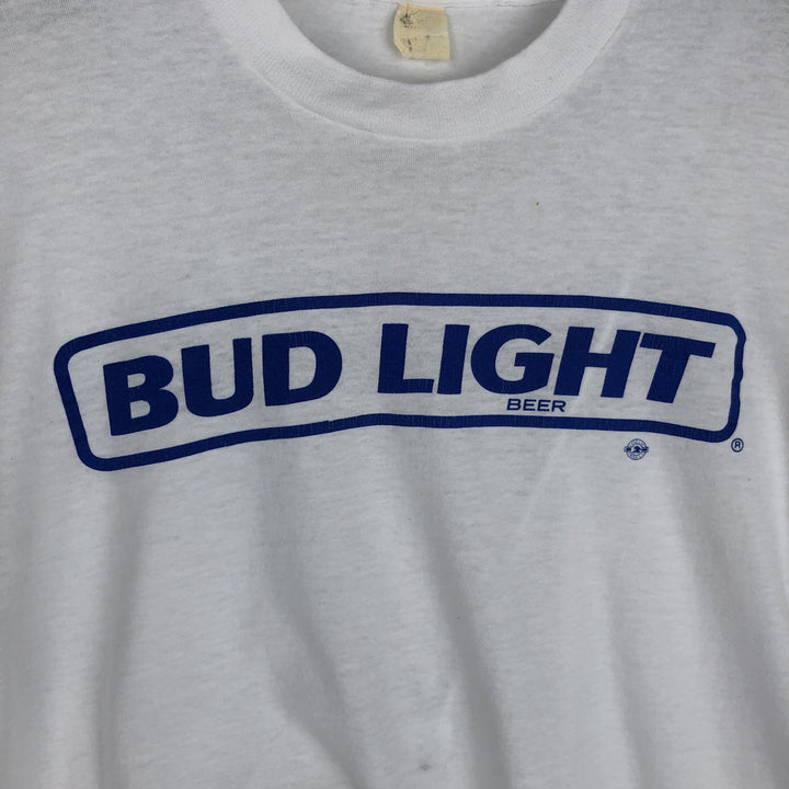 ~90'S BUD LIGHT Advertising T-Shirt, Men's Size M (approx.), Vintage unclear white type Vintage Second Hand