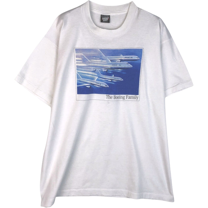 ~90'S Screen Stars Best Boeing Advertising T-Shirt, Made in USA, Men's XL equivalent, Vintage cotton white type Vintage Second Hand