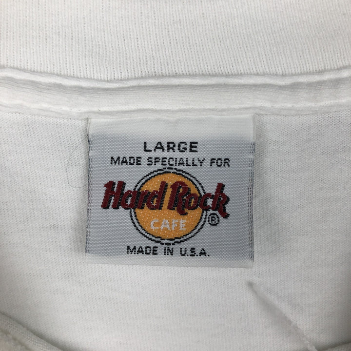 90'S HARD ROCK CAFE Hard Rock Cafe Advertising T-shirt Made in USA Men's L Vintage cotton white type Vintage Second Hand