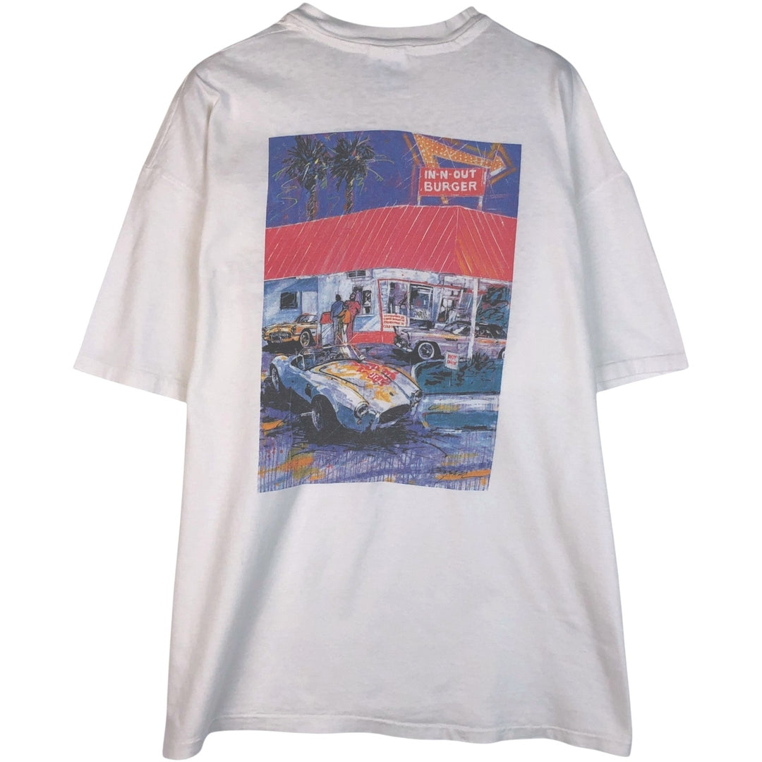90'S Hanes BEEFY-T In-N-Out Burger Advertising T-Shirt, Made in USA, Men's XXL equivalent, Vintage cotton white type Vintage Second Hand