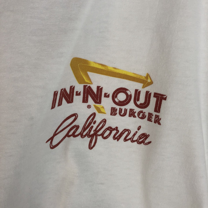 90'S Hanes BEEFY-T In-N-Out Burger Advertising T-Shirt, Made in USA, Men's XXL equivalent, Vintage cotton white type Vintage Second Hand