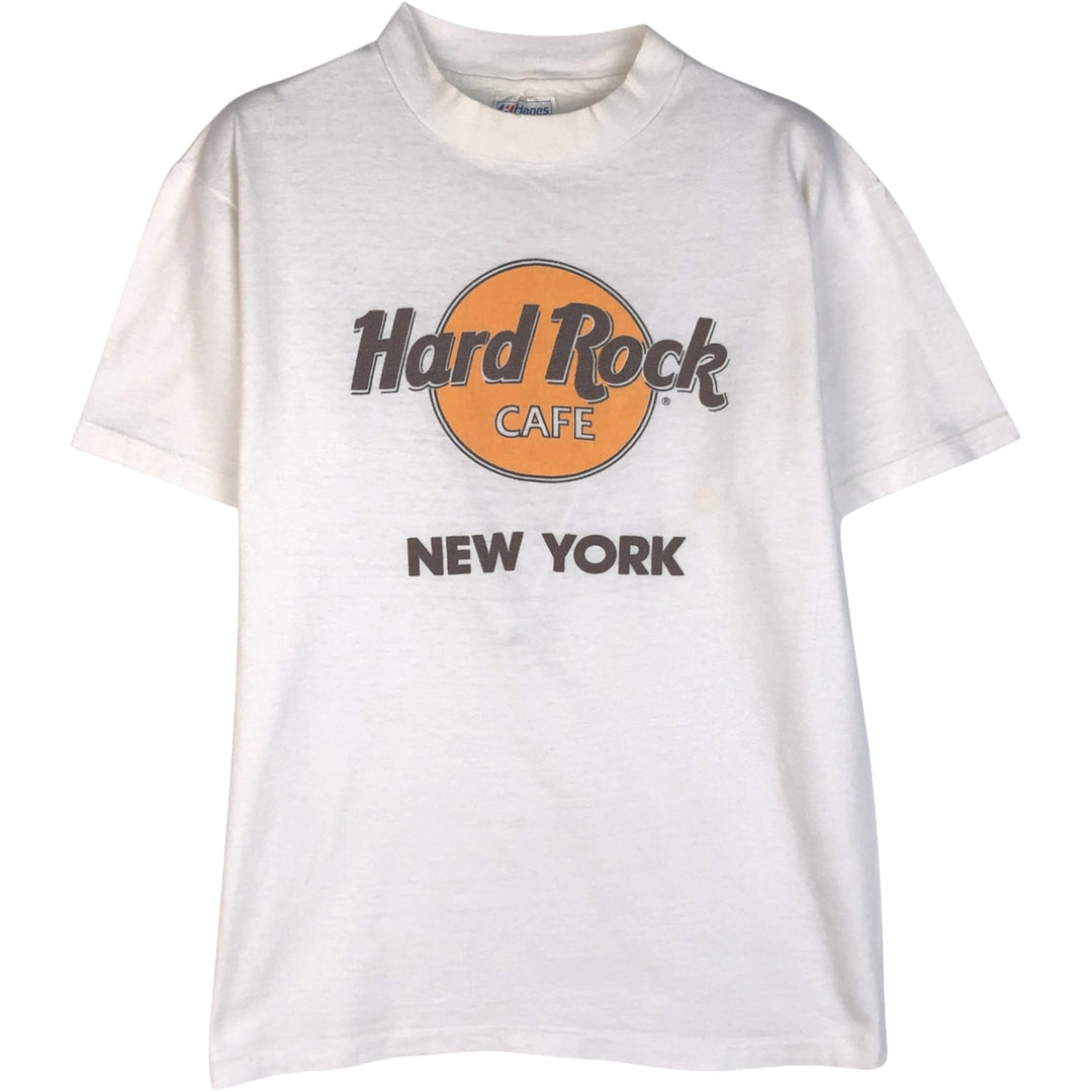 90'S Hanes BEEFY-T Hard Rock Cafe Advertising T-Shirt, Made in USA, Men's Size M (approx.), Vintage cotton white type Vintage Second Hand