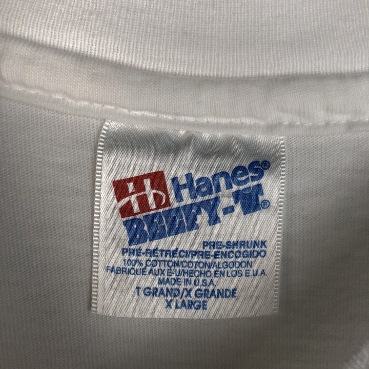 90'S Hanes BEEFY-T Lucille FARMS NUTRITIONAL CHEESEES advertising T-shirt, Made in USA, Men's XL equivalent. cotton white type Vintage Second Hand