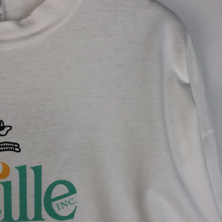 90'S Hanes BEEFY-T Lucille FARMS NUTRITIONAL CHEESEES advertising T-shirt, Made in USA, Men's XL equivalent. cotton white type Vintage Second Hand