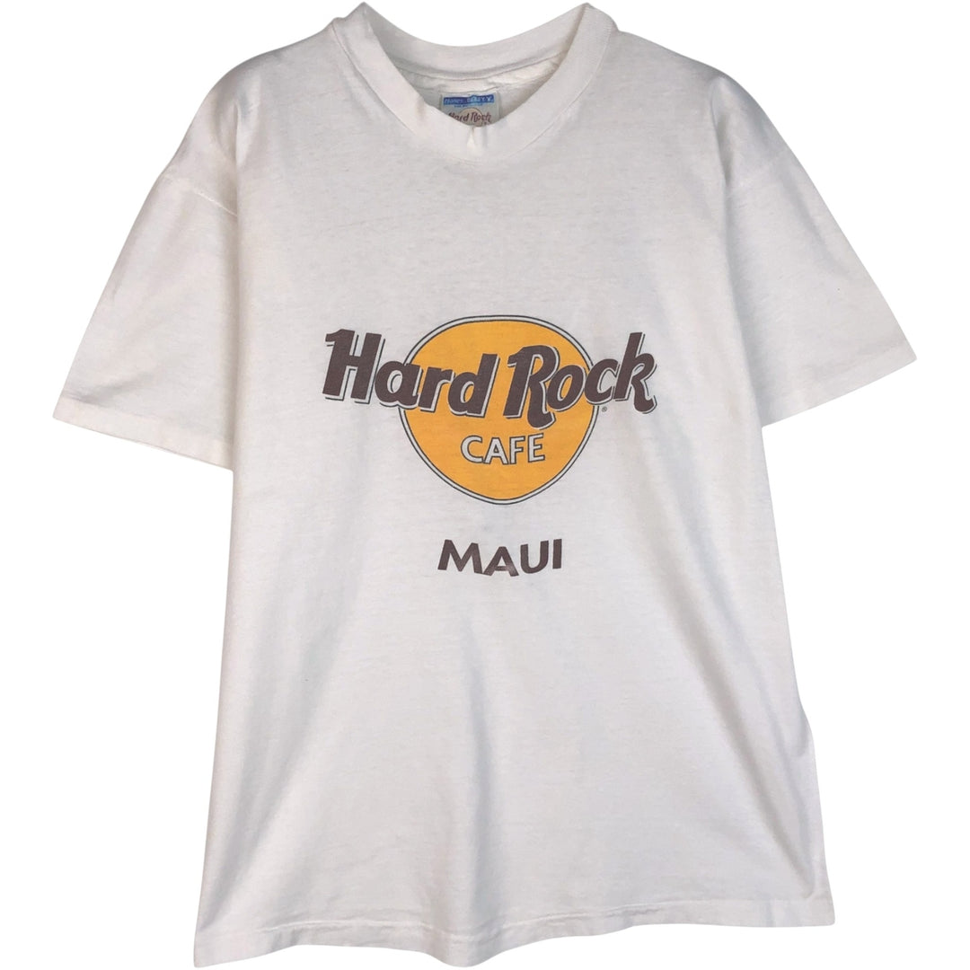 90'S Hanes HARD ROCK CAFE Advertising T-shirt Made in USA Men's L Vintage cotton white type Vintage Second Hand