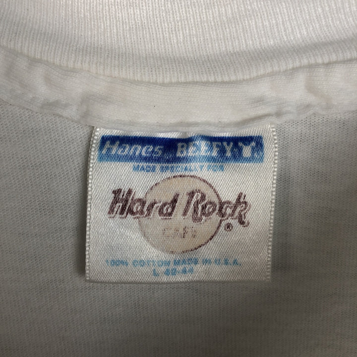 90'S Hanes HARD ROCK CAFE Advertising T-shirt Made in USA Men's L Vintage cotton white type Vintage Second Hand