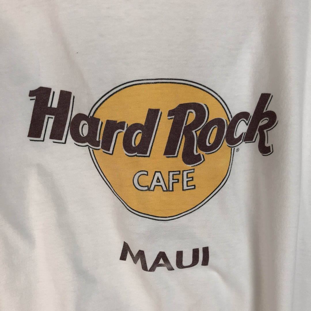 90'S Hanes HARD ROCK CAFE Advertising T-shirt Made in USA Men's L Vintage cotton white type Vintage Second Hand