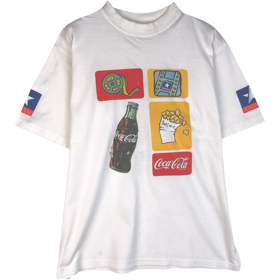 RAD LINE COCA-COLA Coca-Cola Advertising T-Shirt, Men's Size L cotton white type Vintage Second Hand