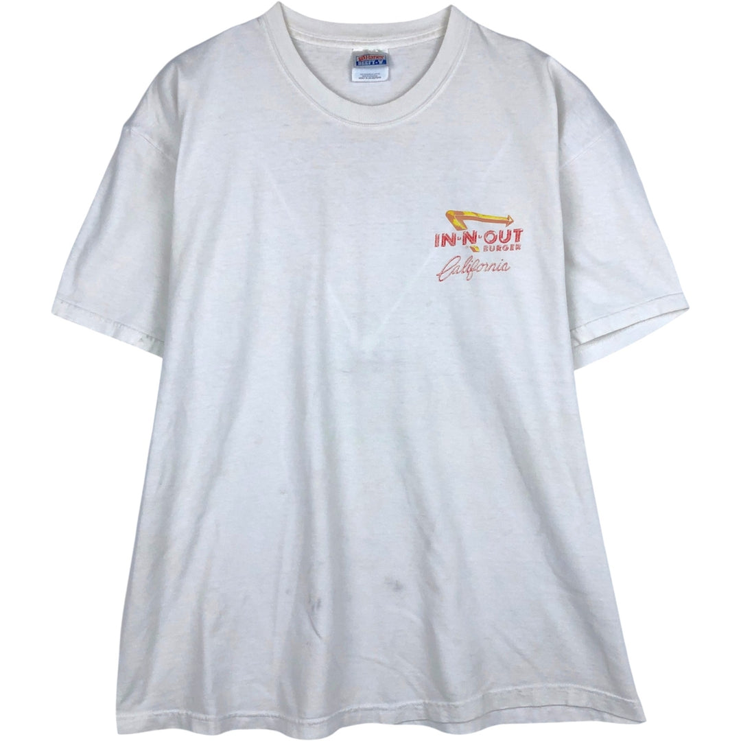 2000'S Hanes BEEFY-T Blue Tag IN-N-OUT BURGER Advertising T-Shirt, Men's XL equivalent. cotton white type Vintage Second Hand