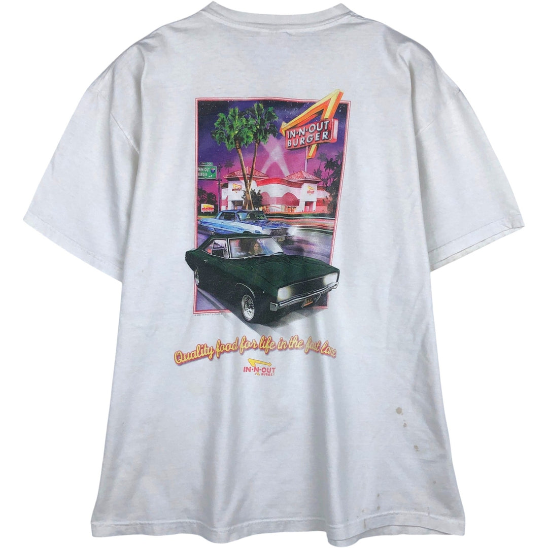 2000'S Hanes BEEFY-T Blue Tag IN-N-OUT BURGER Advertising T-Shirt, Men's XL equivalent. cotton white type Vintage Second Hand