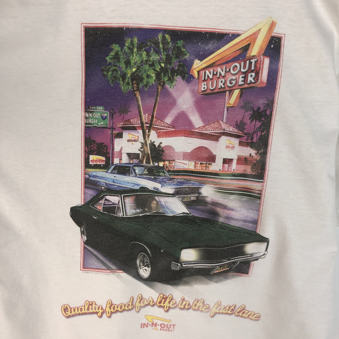 2000'S Hanes BEEFY-T Blue Tag IN-N-OUT BURGER Advertising T-Shirt, Men's XL equivalent. cotton white type Vintage Second Hand