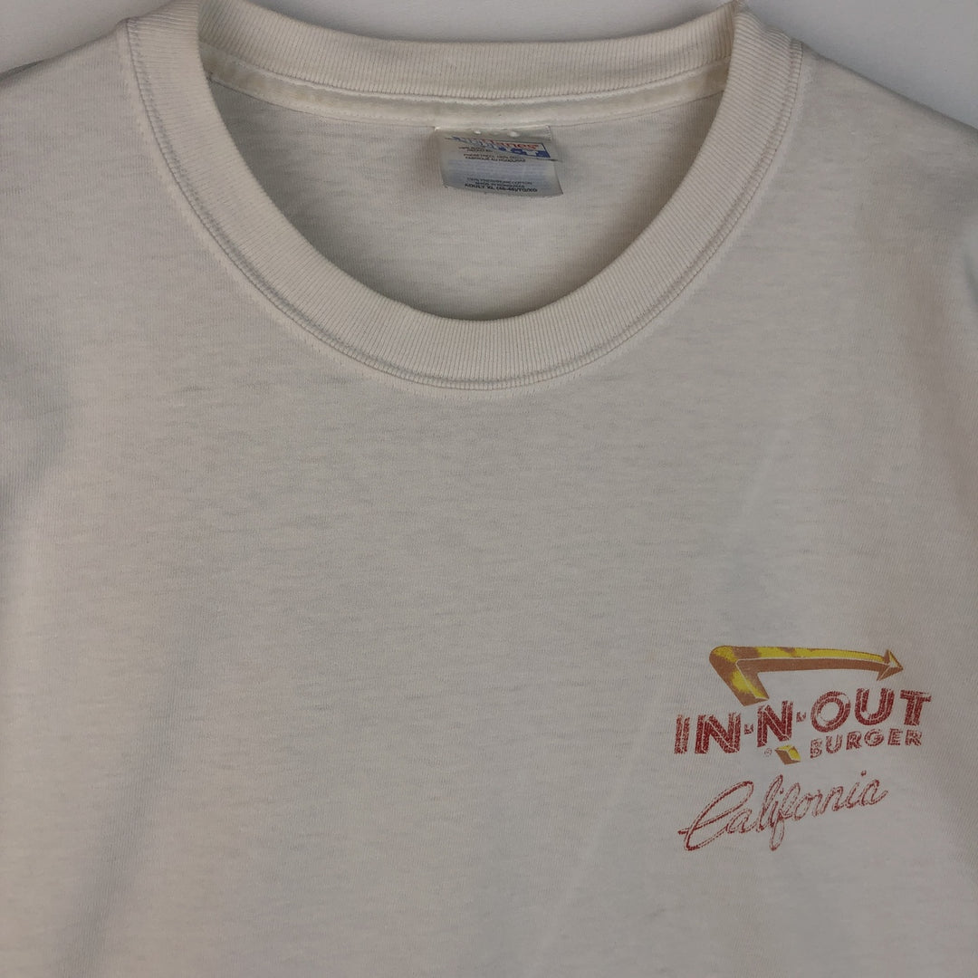 2000'S Hanes BEEFY-T Blue Tag IN-N-OUT BURGER Advertising T-Shirt, Men's XL equivalent. cotton white type Vintage Second Hand