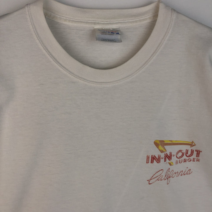 2000'S Hanes BEEFY-T Blue Tag IN-N-OUT BURGER Advertising T-Shirt, Men's XL equivalent. cotton white type Vintage Second Hand