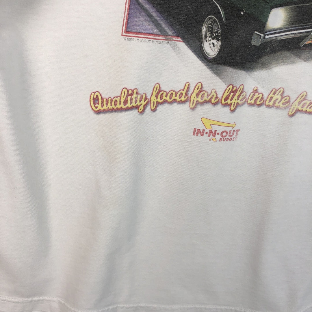 2000'S Hanes BEEFY-T Blue Tag IN-N-OUT BURGER Advertising T-Shirt, Men's XL equivalent. cotton white type Vintage Second Hand