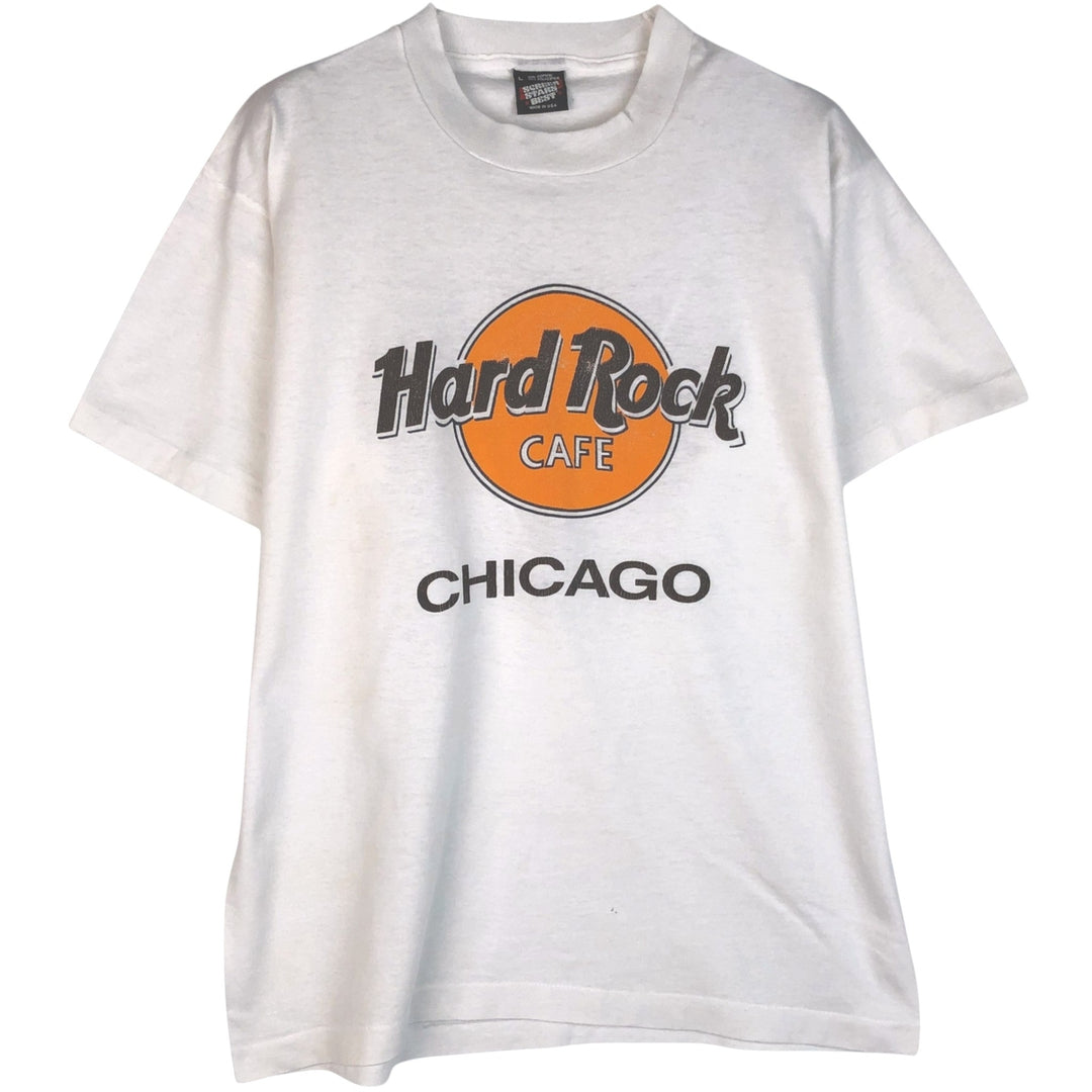 ~90'S Screen Stars BEST Hard Rock Cafe Advertising T-Shirt, Made in USA, Men's Size L (approx.), Vintage cotton white type Vintage Second Hand
