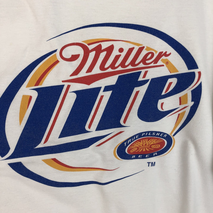 Fruit of the Loom Heavycotton Miller Lite Beer Advertising T-Shirt, Men's Size XL (approx.) cotton white type Vintage Second Hand