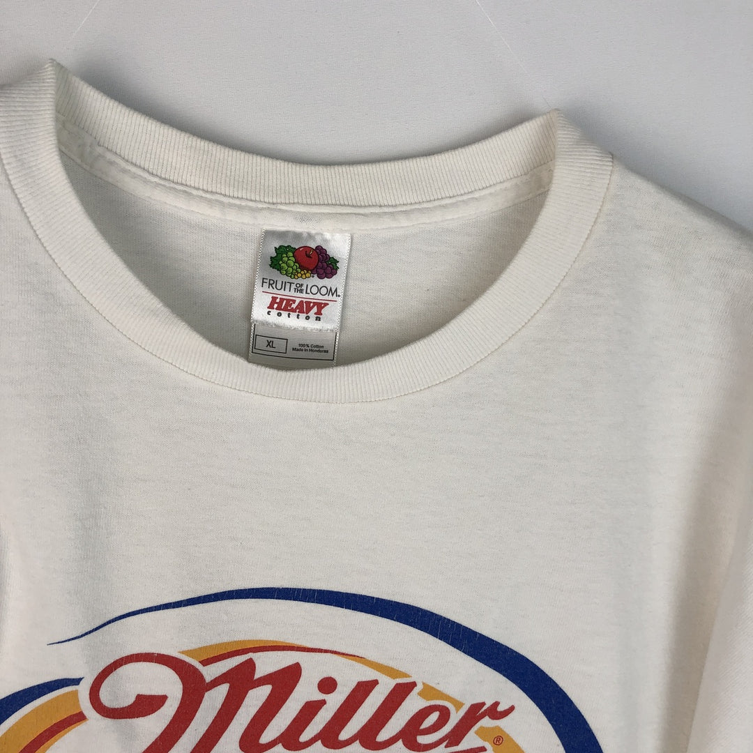 Fruit of the Loom Heavycotton Miller Lite Beer Advertising T-Shirt, Men's Size XL (approx.) cotton white type Vintage Second Hand