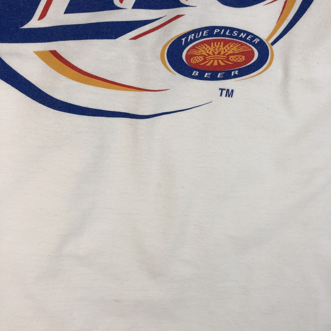 Fruit of the Loom Heavycotton Miller Lite Beer Advertising T-Shirt, Men's Size XL (approx.) cotton white type Vintage Second Hand